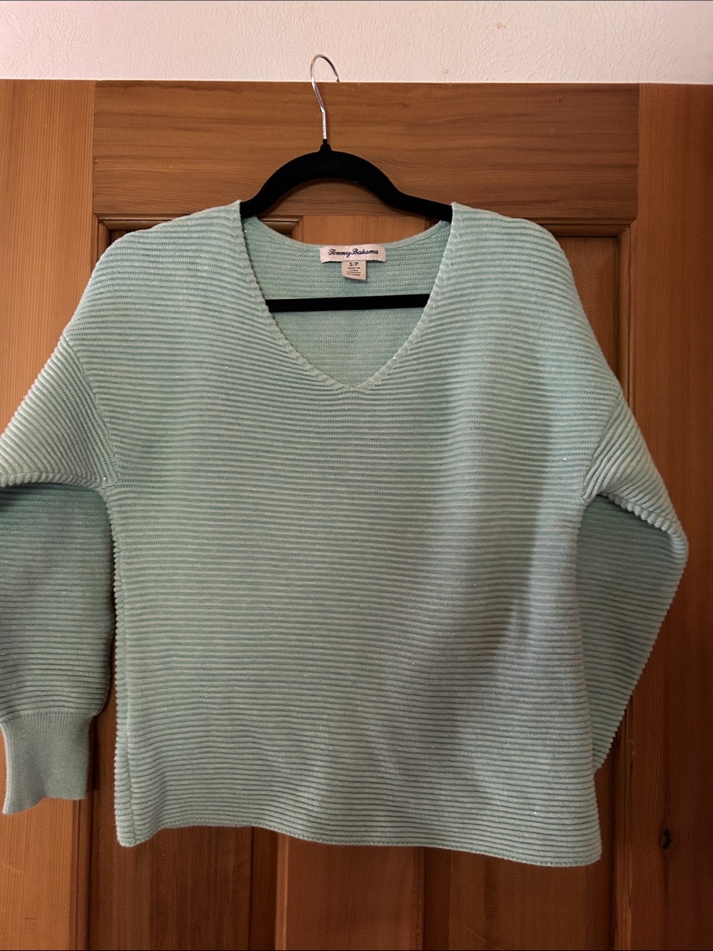 Tommy Bahama Seafoam Ribbed V-Neck Sweater